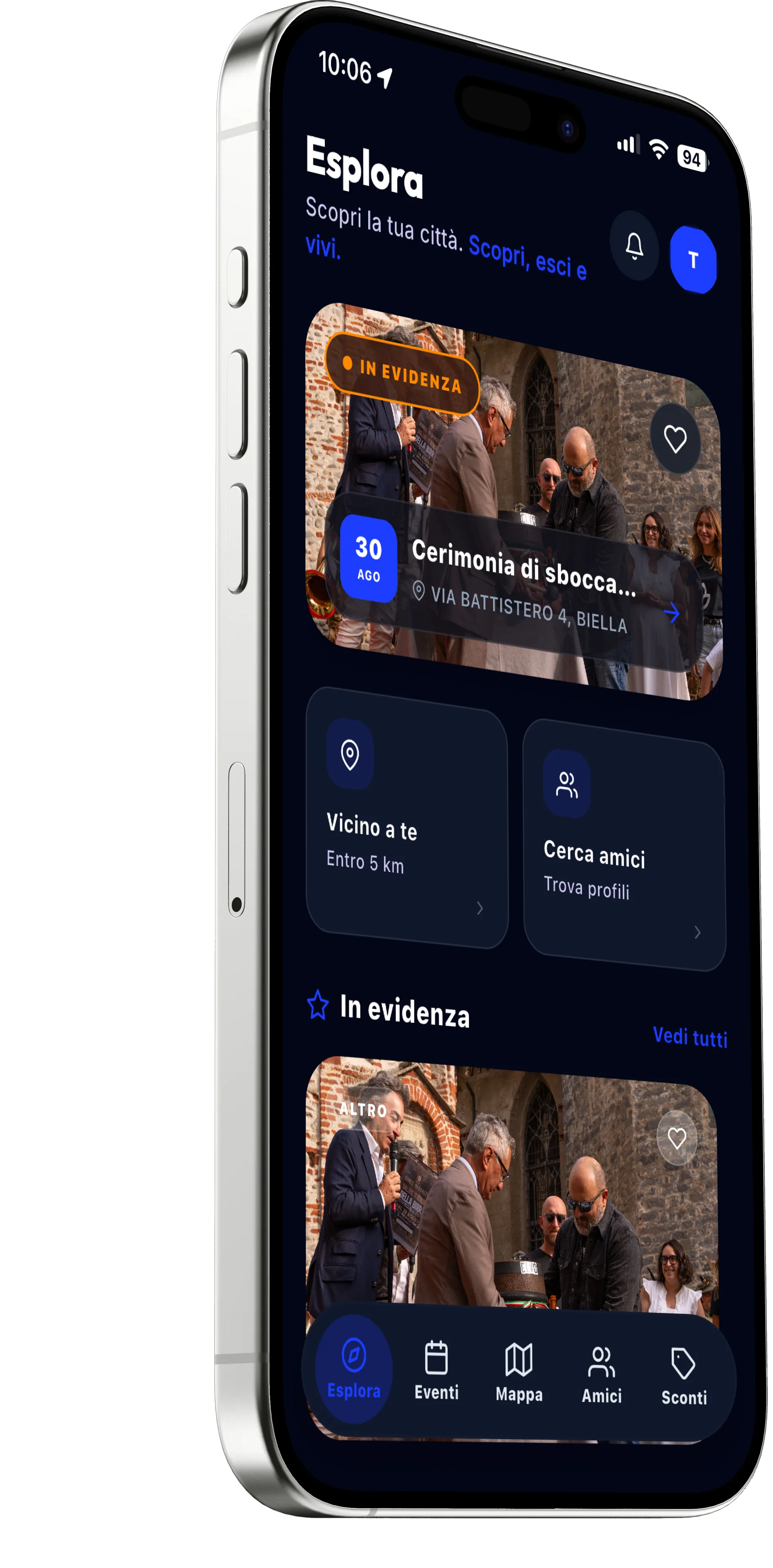 Schermata Esplora di Step-Out su iPhone
